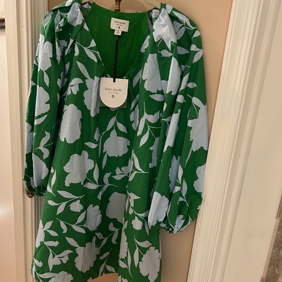 Kate Spade Green and White Floral Mini Dress - Picture 1 of 8